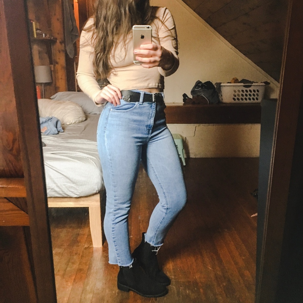 BDG high waisted raw hem jeans